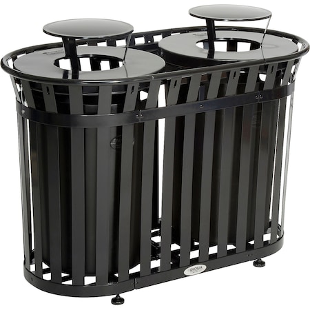Global Industrial Round Outdoor Can, Black, Steel, 54-1/2 in 641432BK